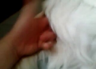 Dude happily fingers that tight hole