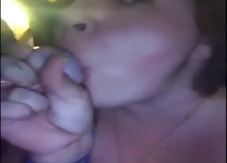 Very playful girlfriend is enjoying dick-sucking